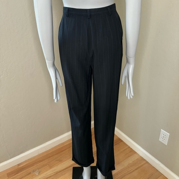 GIORGIO ARMANI Vintage Wool Crepe Blue Pinstripe Dress Pants - Picture 5 of 16